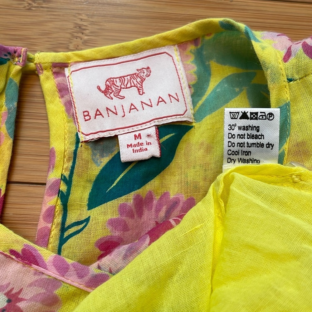 Madewell Banjanan Iris Smocked Midi Dress Medium Floral Smocked Pockets Yellow - Picture 12 of 15